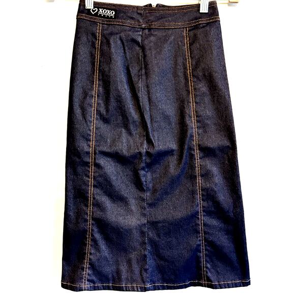 VTG 90s XOXO Jean Pencil Skirt maxi Office Western Cowgirl Denim XS 00 Y2K - Picture 3 of 6